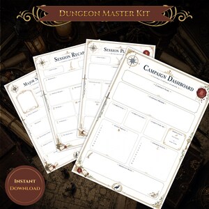 D&D Dungeon Master Kit | Editable Campaign Management System PDF | DM Planner, Quest Tracker, NPC Profiles, Villain Dossier
