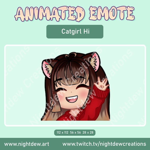 ANIMATED Catgirl Hi Emote Twitch Emote Emote Animated | Etsy