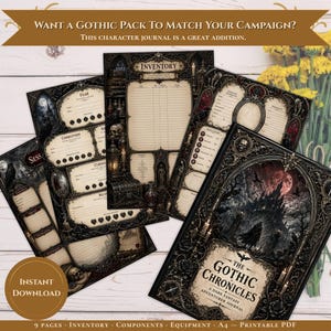 Gothic Horror RPG Character Journal | Dark Fantasy Campaign Notebook | DnD Character Sheet | TTRPG | Digital Download | Fillable PDF