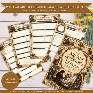 Artificer Character Journal PDF | Dark Fantasy RPG Session Notes (Digital Download)