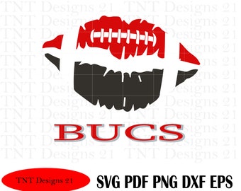 Voetbal lippen Bucs, Bucs SVG, voetbal SVG, voetbal PNG, Tampa Bay SVG, voetbal gesneden bestand, Bucs PNG, Bucs decor, sport SVG, zeerovers SVG