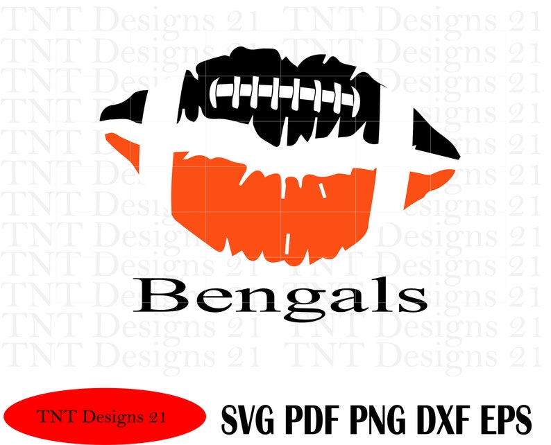 Op de afbeelding: Een zwart en oranje ontwerp in de vorm van een voetbal met een wit voetbalveterspatroon. De tekst "Bengals" staat onder het ontwerp.