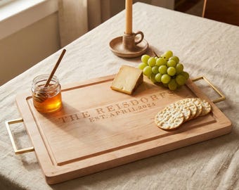 Personalized Maple Cutting Board | Custom Engraved Monogram Cheeseboard, USA Made