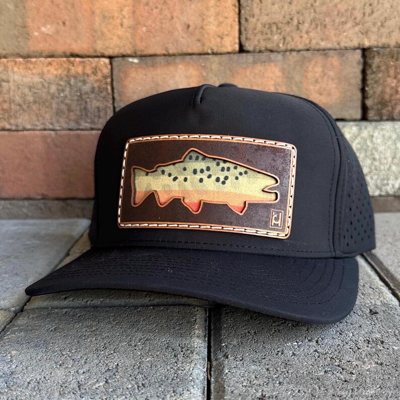 Leather Trout Hat Design, Rainbow Trout Hat, Brown Trout Hat, Cutthroat