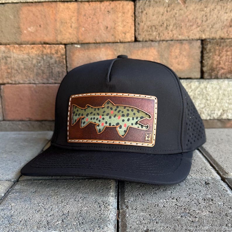 Leather Trout Hat Design, Rainbow Trout Hat, Brown Trout Hat, Cutthroat