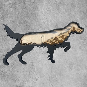 English Setter wood design. Bird Dog. Pheasant hunting. English setter wall art.