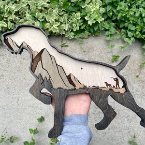 German Wirehaired Pointer wood design, Gwp home decor, Pheasant hunting art