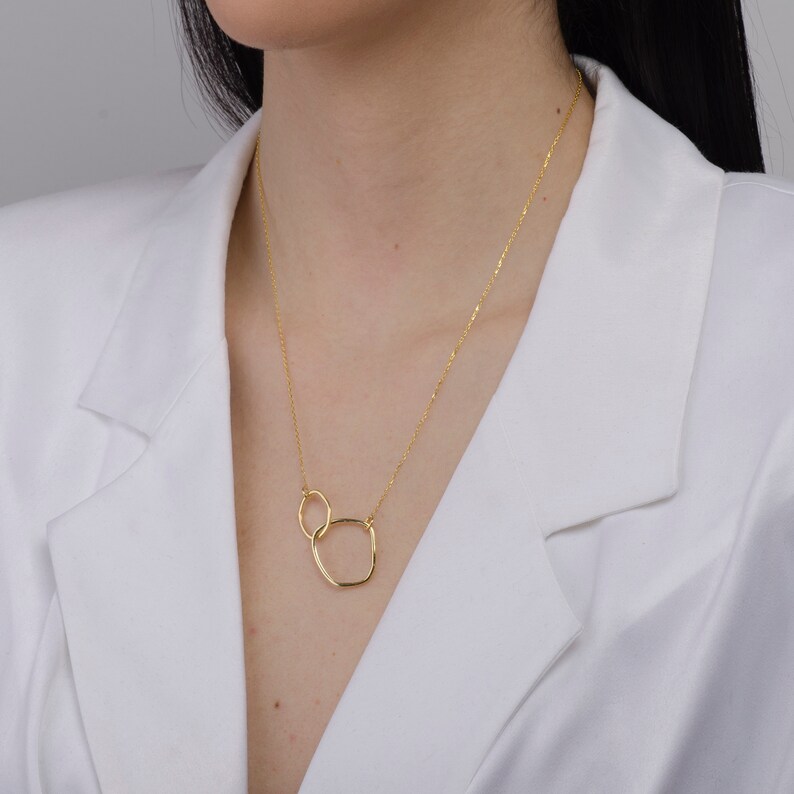 14k Solid Gold Interlocking Circle Necklace Original Etsy