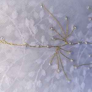 bride, hair accessory, hair vine, gold bridal jewelry, wedding, pearl jewelry