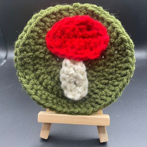 Mushroom Coaster, Crochet Mushroom, Crochet Coaster