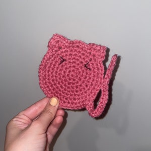 Crochet Cat Coasters, Coasters, Crocheted Cat