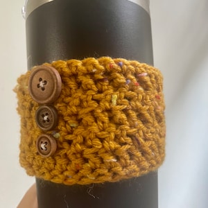 Crochet Cup Cozie with Buttons, Crochet Mug Cozie