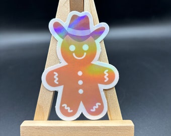 Cowboy Christmas Sticker, Cowboy Gingerbread Man sticker