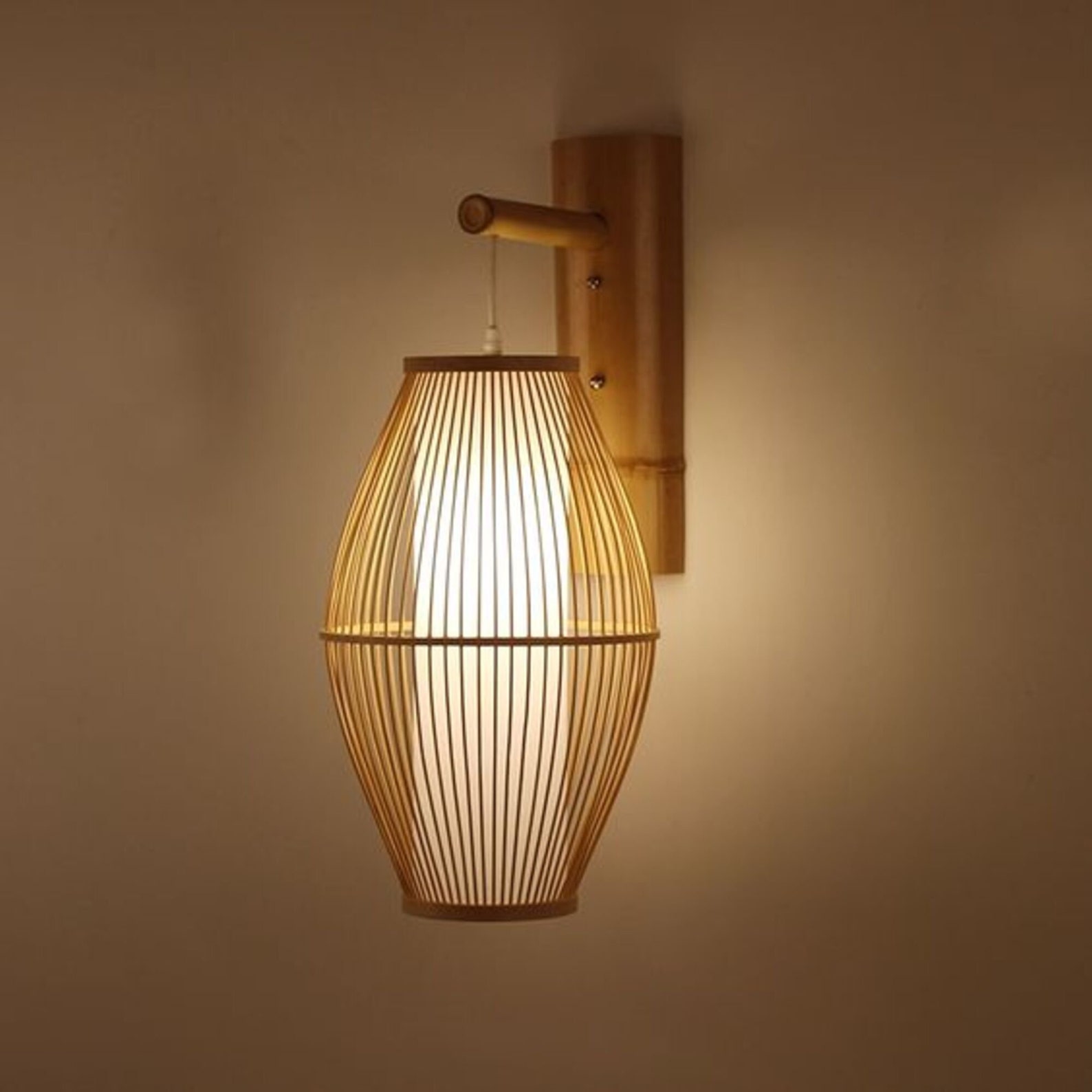 Handmade Cane Wall Lamp/ 100 Natural Cane Wall Lamp/ vintage Etsy