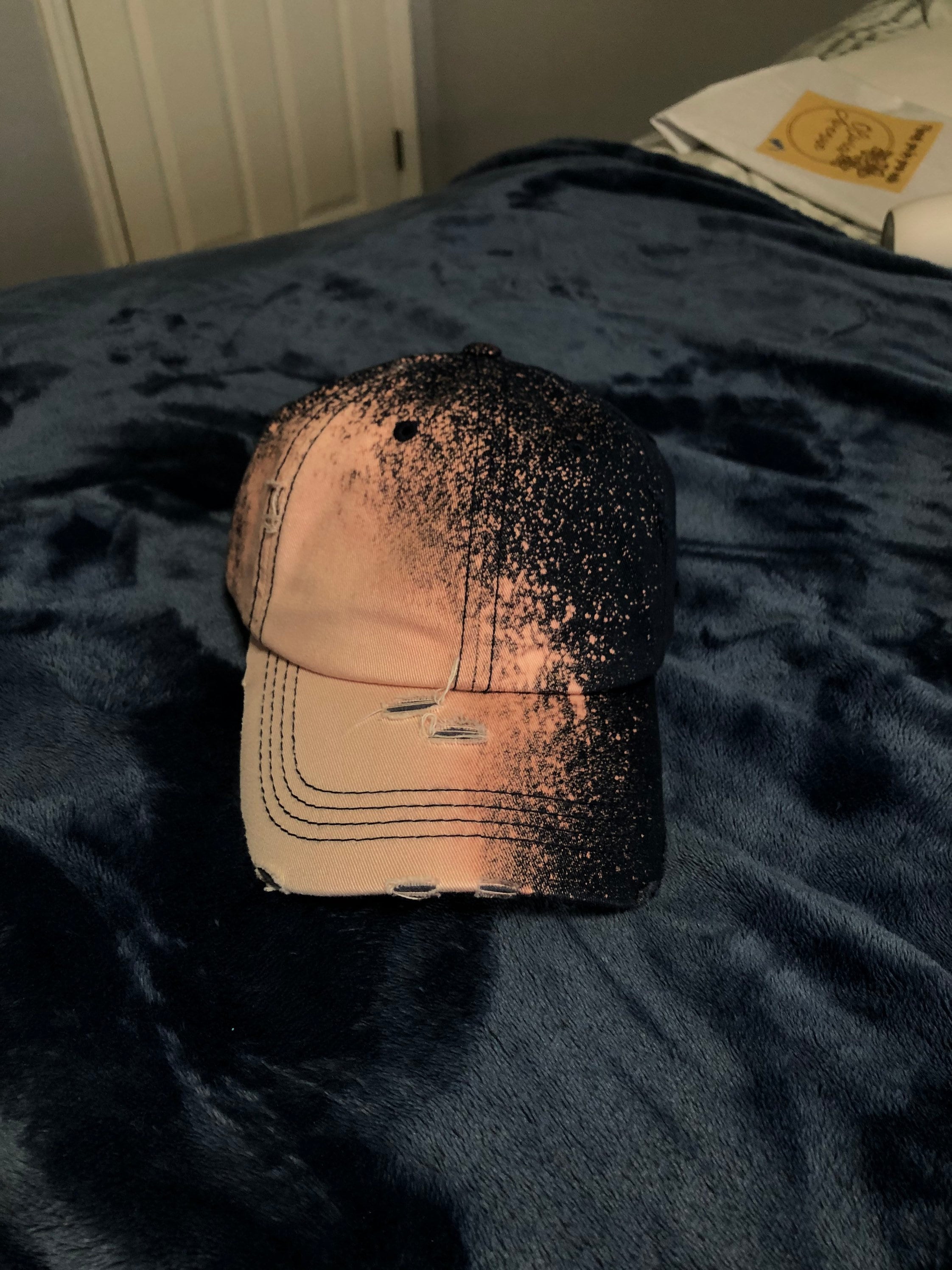 Baseball hat. Bleach art. Custom colors. Etsy