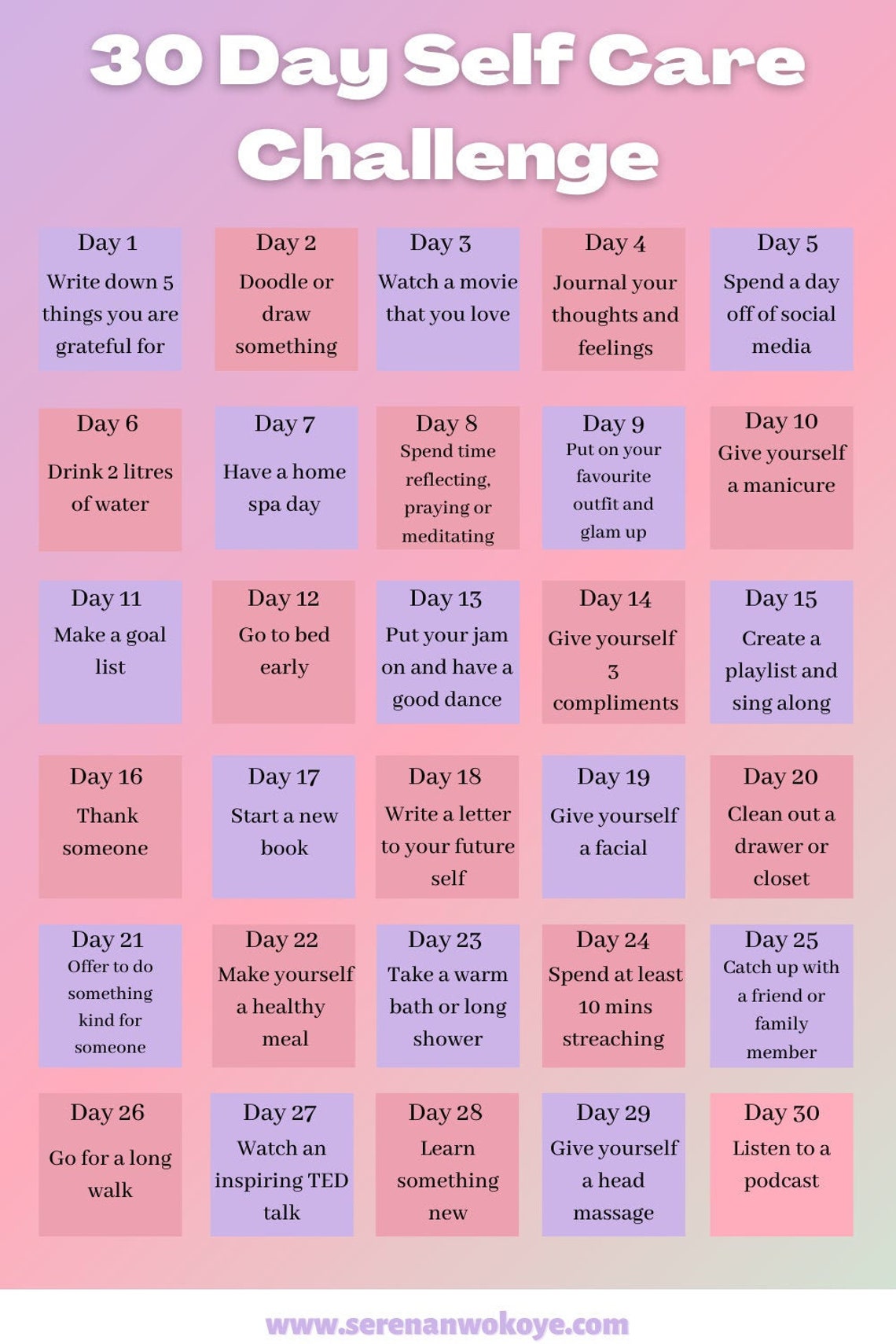 30 Days of Self Care - Etsy UK