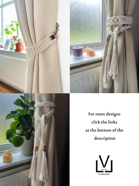 Bekecidi Vorhang Raffhalter Set - 4 Stück Boho Gardinenhalter Beige/Braun