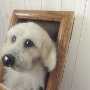 Needle Felted Art Sculpture Retriever Breed Glass Eyes Handmade Quality Wool Ready To Hang Wooden Frame Puppy Dog Felted Anytime Gift Give