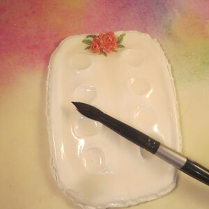 Hand Sculpted Clay Palette Painting Watercolor Acrylic Artist Gift Giving Sculpted Roses Handmade Resin Coated  Hand Crafted Original