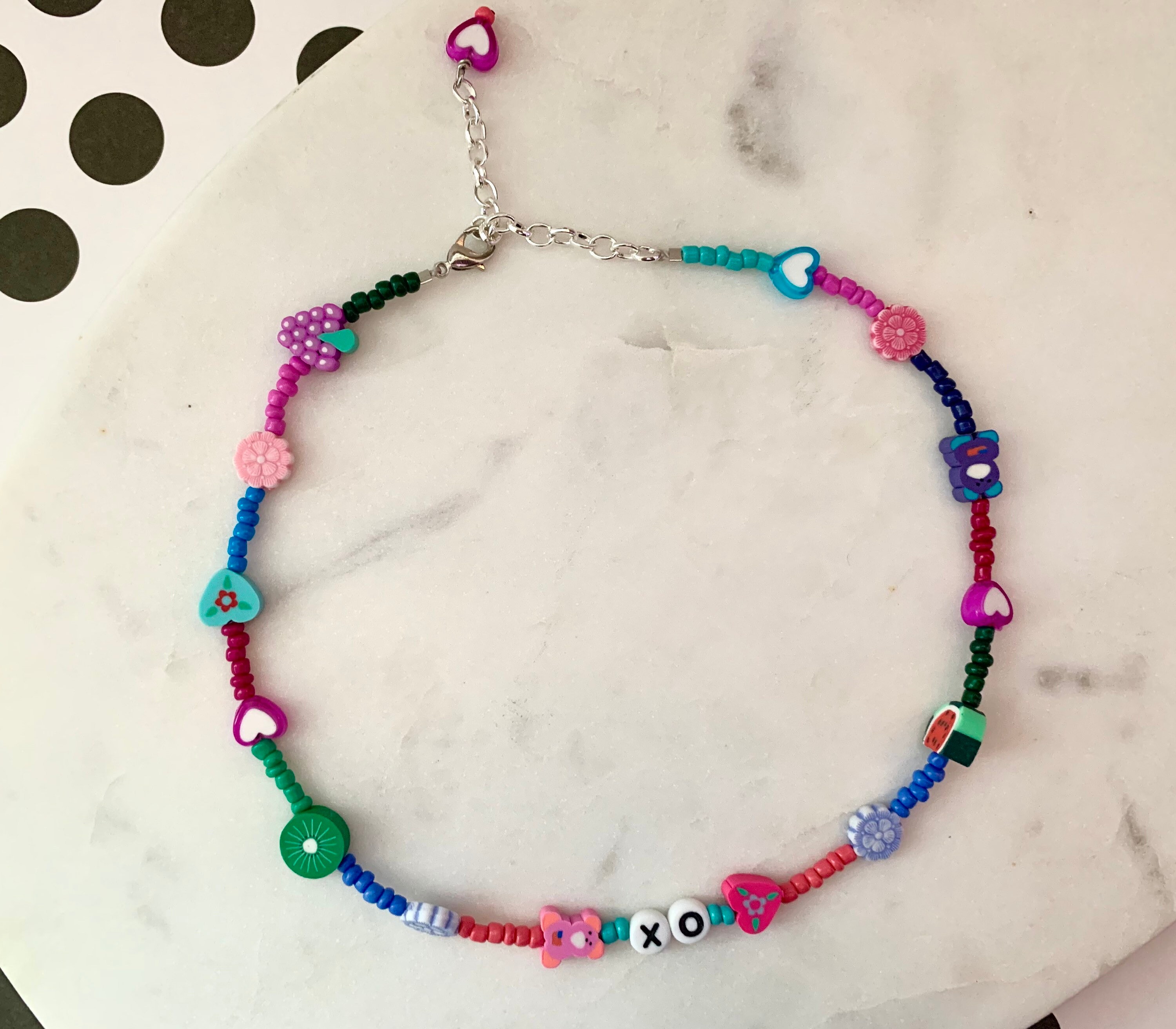 Y2k necklace beaded necklace rainbow necklace letter Etsy