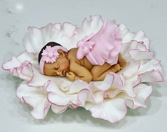 baby shower cake topper/Fondant baby cake topper/cake supplies/baptism cake topper/sugar topper/1st birthday cake/sleeping baby cake