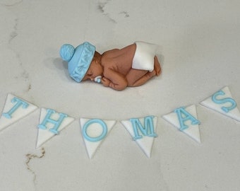 Fondant baby cake topper/baby boy cake topper/baby girl cake topper/baby shower cake topper/baby figurine/sleeping baby topper/favors