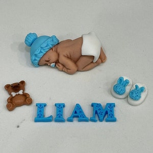 Fondant baby cake topper/baby boy cake topper/baby girl cake topper/baby shower cake topper/baby figurine/sleeping baby topper/favors