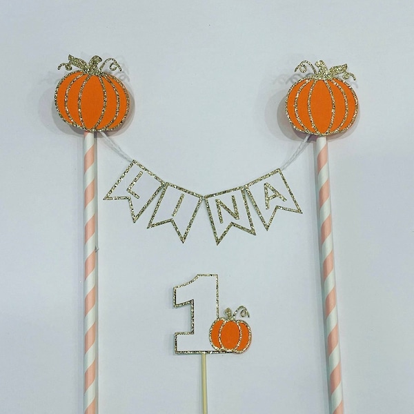 Pumpkin cake topper/personalised topper/girl birthday cake/pumpkin patch topper/1st birthday/first birthday/custom cake topper