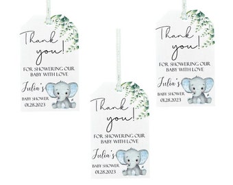 Etiquetas de agradecimiento personalizadas / etiquetas de elefante / decoración de fiestas infantiles / etiquetas de bolsas de regalo de agradecimiento / etiquetas de baby shower / etiquetas de favores de bebés