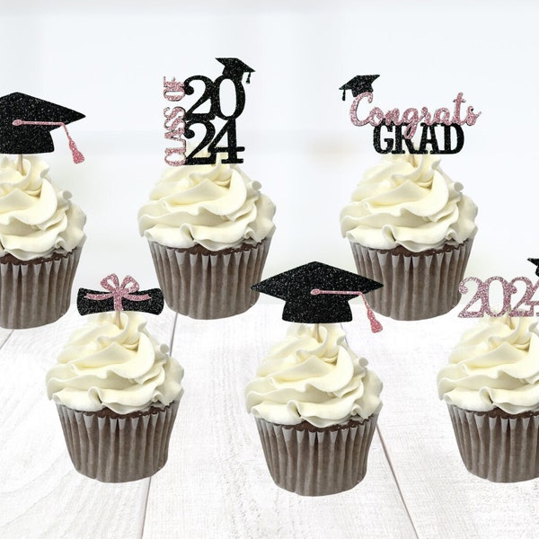 2024 grad cupcake toppers/2024 grad cap cupcake toppers/2024 graduation party decorations/graduation food picks/2024 graduation cupcake