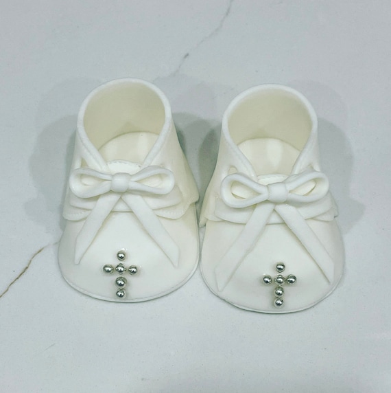 Fondant baby boy shoes Fondant baby baptism shoe fondant shoes cake topper fondant baby booties fondant cake topper baptism cake topper