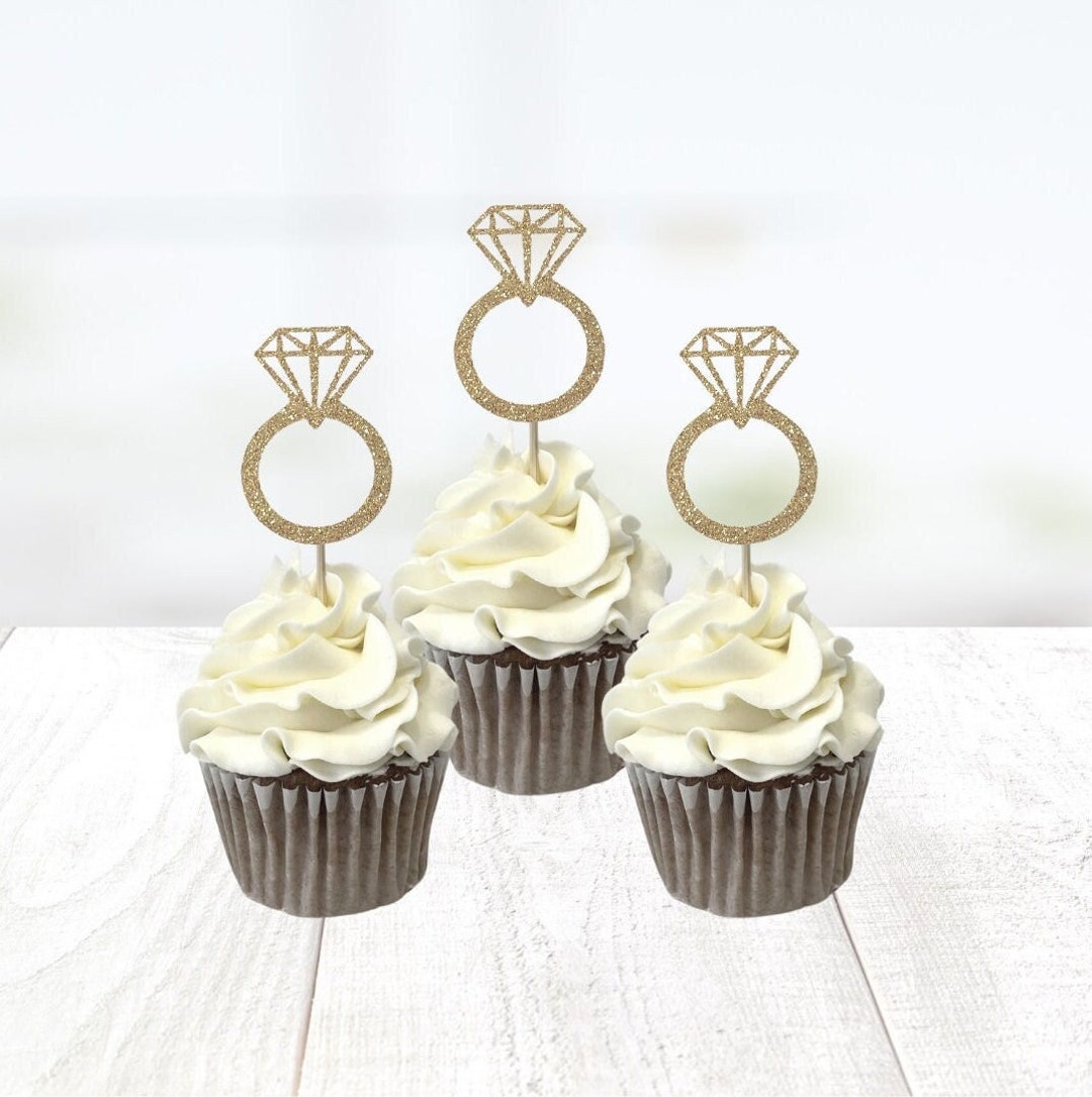Engagement Ring Cupcake Toppers/ Bridal Shower/ Engagement /party ...