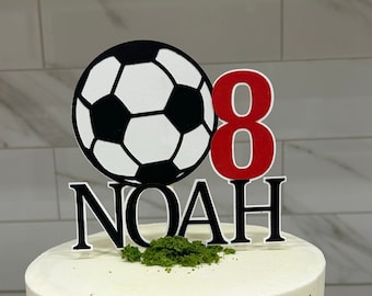 Topper de pastel de fútbol personalizado / topper de pastel / topper personalizado deportivo / cumpleaños de fútbol / selecciones de comida de fútbol / toppers de cupcakes de fútbol /