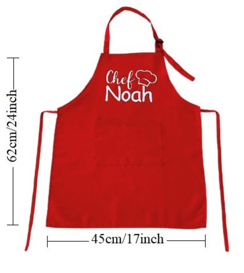 Personalized kids apron set /kids baking apron set/custom kids apron/custom kids gift/cooking kids apron with hat/children custom apron afbeelding 8