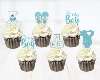 baby shower cupcake, it's  a boy cupcake toppers, Oh Baby cupcake, baby shower party, boy shower cupcake topper, party supplies