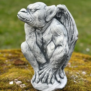 Steinfigur Gargoyle Mauerhocker Garten Figur Deko  Massiv Gartenfigur Dekofigur