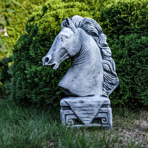 Steinfigur Pferde Büste massiv Dekofigur