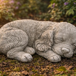 Figura in pietra Cane Cocker Spaniel Figura Cocker Figura da giardino solida Figura decorativa