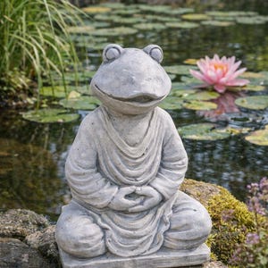 Steinfigur Buddhas  Frosch massiv Garden ornament Frostfest Gartenfigur Deko wetterfest Steinguss