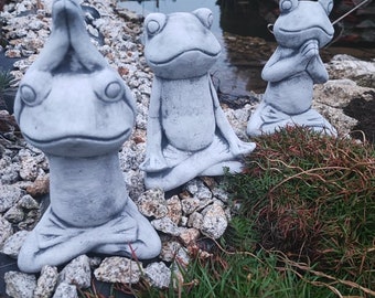 Steinfigur Yoga Frosch Set Gartenfigur