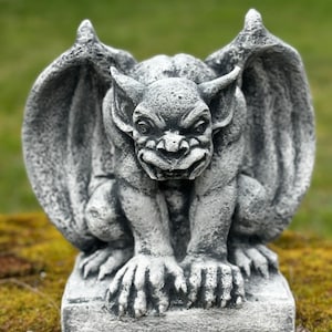 Steinfigur Gargoyle Mauerhocker Garten Figur Deko  Massiv Gartenfigur Dekofigur