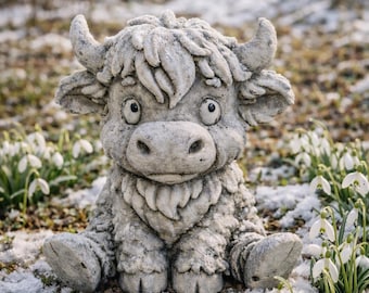Stone figure garden figure Highland cow garden decoration