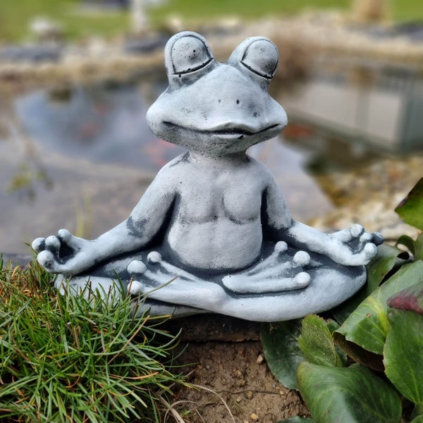 Gartenfigur Zen Yoga Frosch massiv