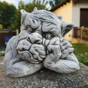Steinfigur Gargoyle Mauerhocker Garten Figur Deko  Massiv Gartenfigur Dekofigur