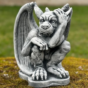 Steinfigur Gargoyle Mauerhocker Garten Figur Deko  Massiv Gartenfigur Dekofigur