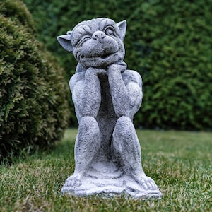 Steinfigur Gargoyle Mauerhocker Garten Figur Deko  Massiv Gartenfigur Dekofigur
