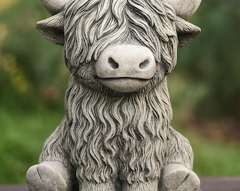 Stone figure garden figure Highland cow garden decoration