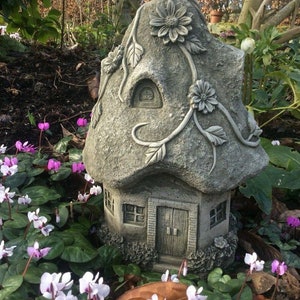 Stone figure fairy house, fairies, fairy houses