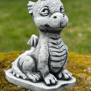 Stenen figuur draak &quot;Fielu&quot; vorstbestendige gegoten stenen waterspuwer tuindecoratie tuinornament