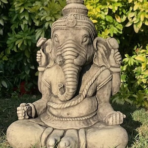 Figura de pedra Buda Ganesha sólido ornamento de jardim à prova de geada figura de jardim decoração à prova de intempéries pedra fundida